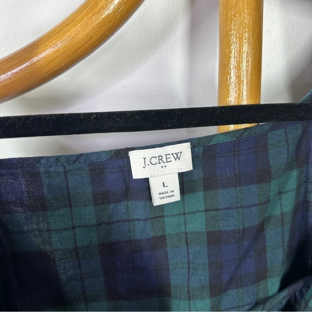 J. Crew Blue and Green Flannel Squareneck Blouse sz L - Picture 4 of 5